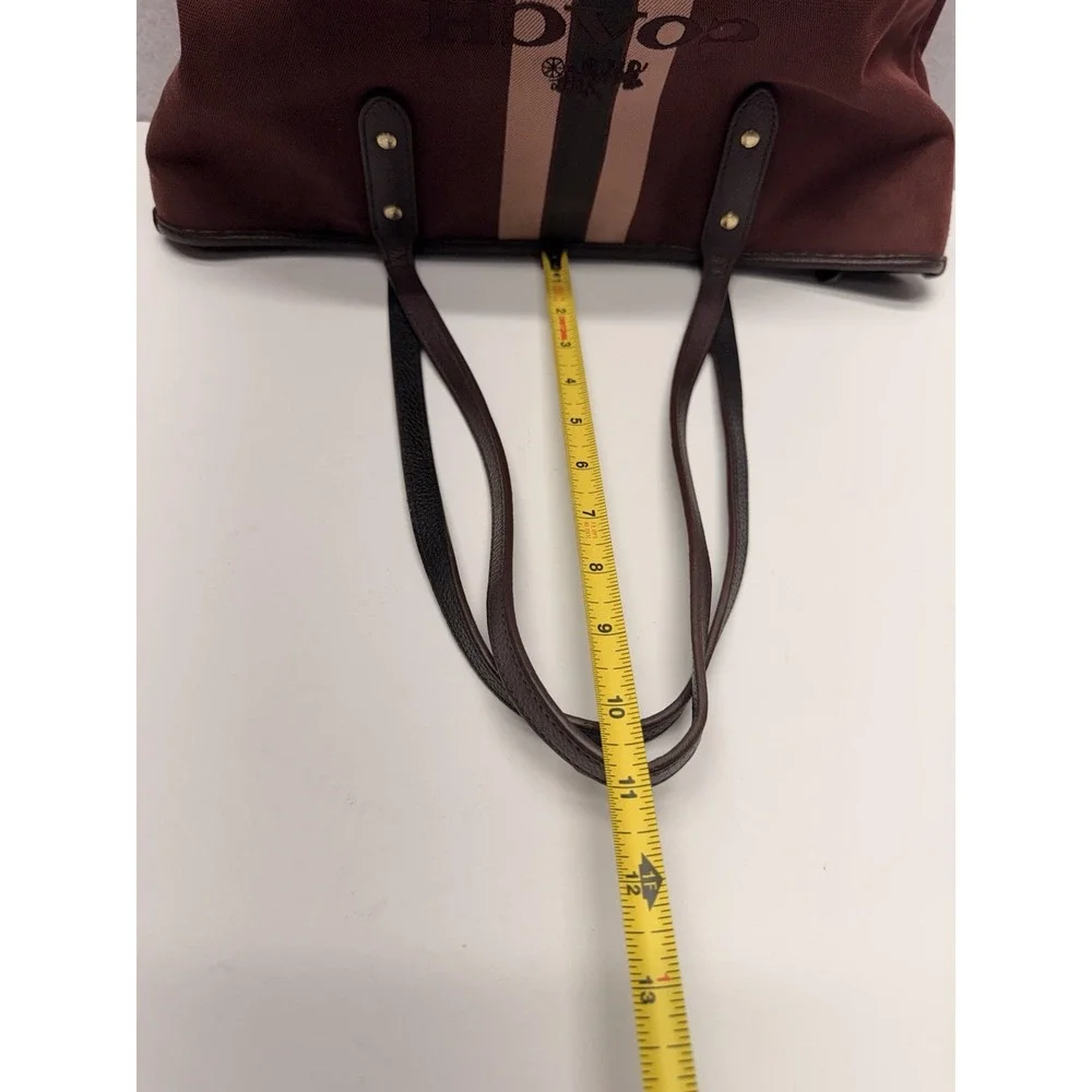 COACH Horse & Carriage Jacquard City Tote Oxblood Pink Varsity Stripe 69645
